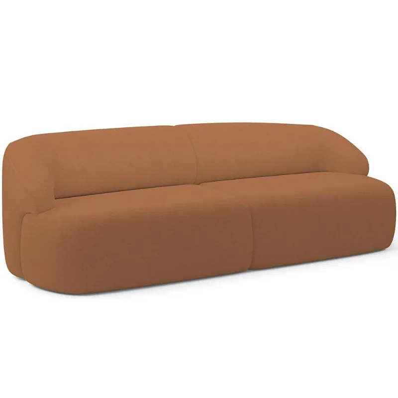 Sofá 3 Lugares Curvo Orgânico Para Sala Living 220cm Barolo L06 Bouclê Terracota - Lyam Decor - Lyam Decor