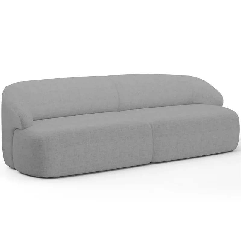 Sofá 3 Lugares Curvo Orgânico Para Sala Living 250cm Barolo L06 Linho Cinza Escuro - Lyam Decor - Lyam Decor