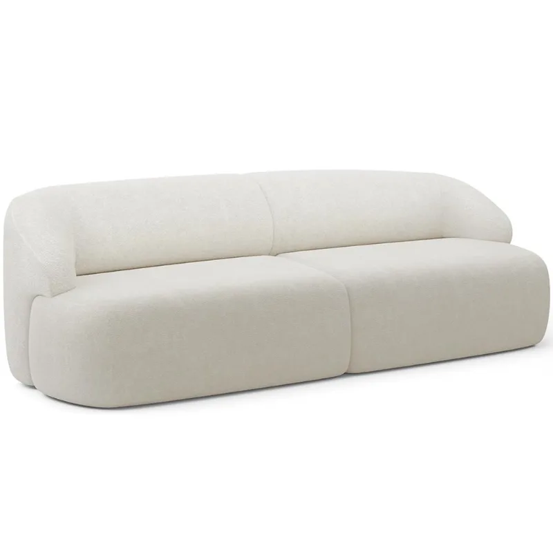 Sofá 4 Lugares Curvo Orgânico Para Sala Living 280cm Barolo L06 Bouclê Off White - Lyam Decor - Lyam Decor