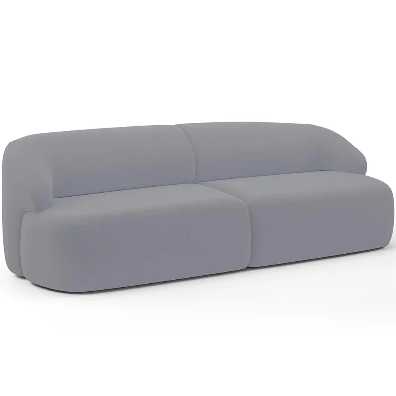Sofá 4 Lugares Curvo Orgânico Para Sala Living 280cm Barolo L06 Veludo Cinza - Lyam Decor - Lyam Decor