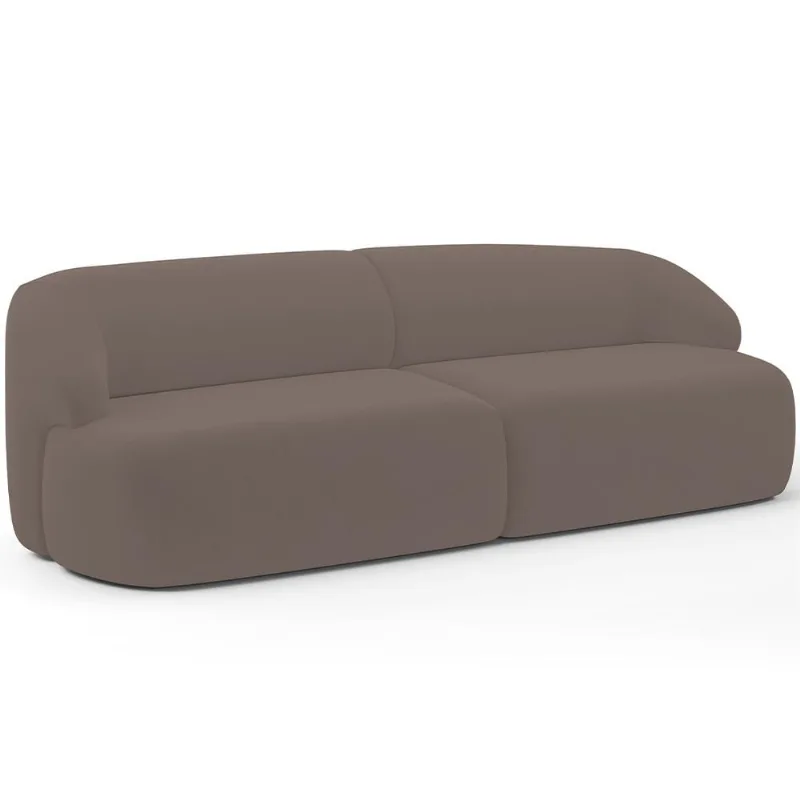 Sofá 4 Lugares Curvo Orgânico Para Sala Living 280cm Barolo L06 Veludo Marrom - Lyam Decor - Lyam Decor
