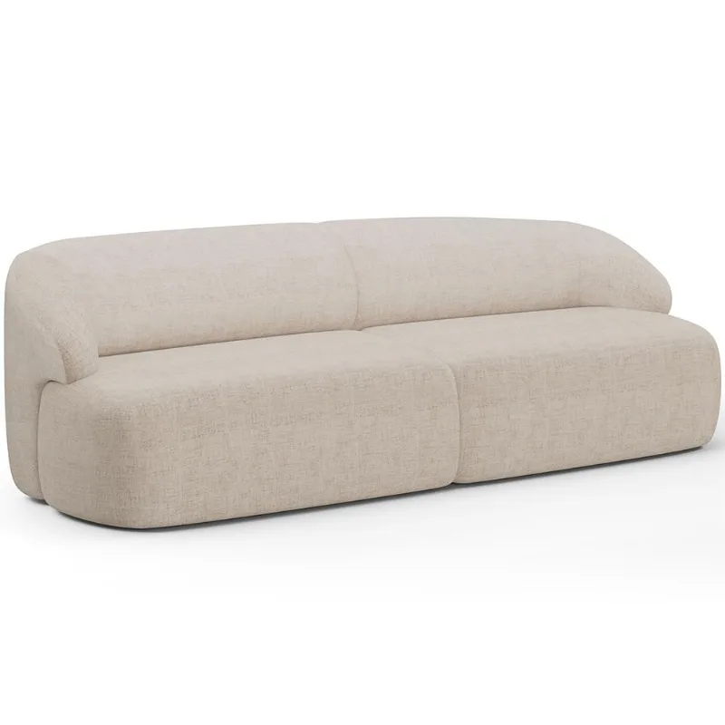 Sofá 4 Lugares Curvo Orgânico Para Sala Living 280cm Barolo L06 Linho Bege - Lyam Decor - Lyam Decor