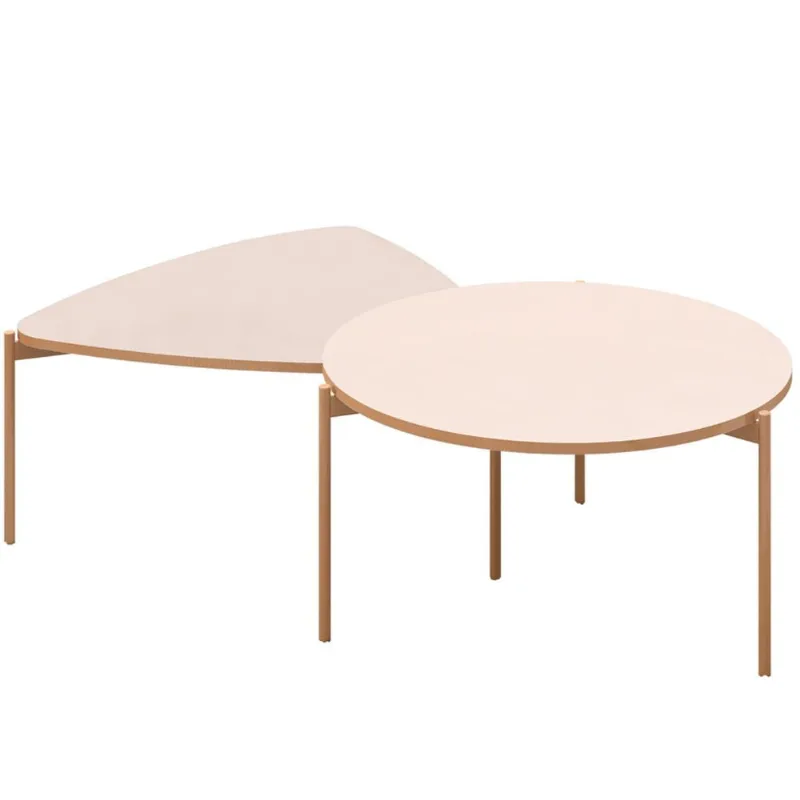Kit Mesa de Centro Redonda Ellie e Mesa de Centro Trina D05 Off White - Lyam Decor - Lyam Decor