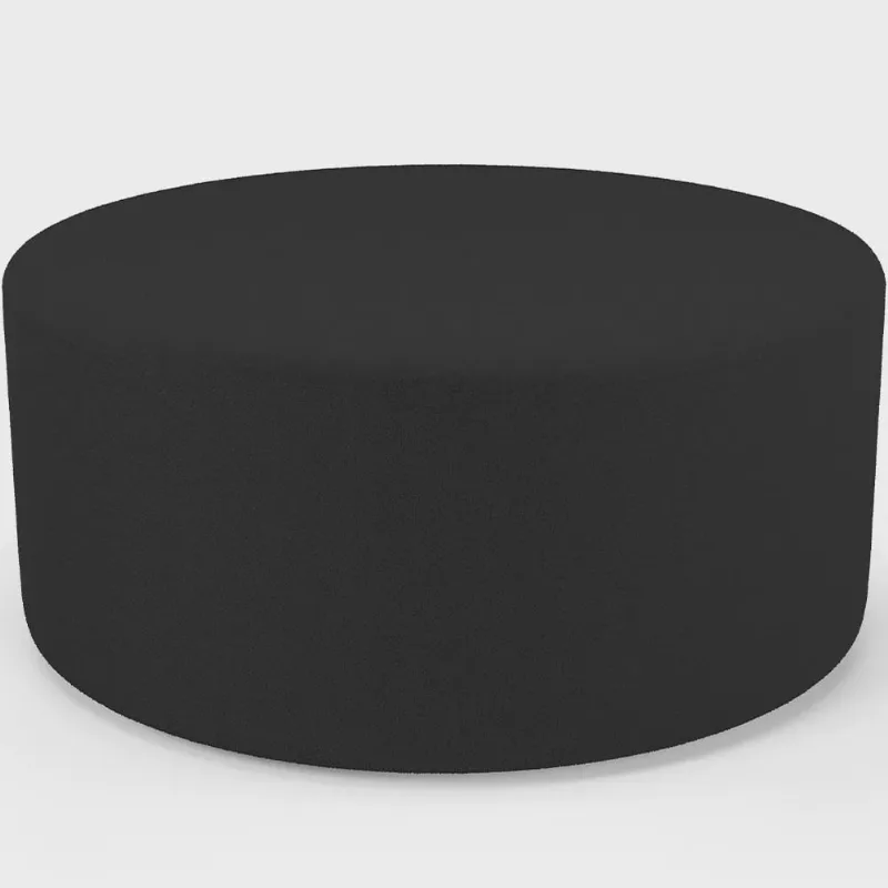 Puff Redondo Orgânico para Living 90cm Lola W01 Bouclê Preto - Lyam Decor