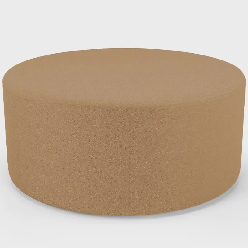 Puff Redondo Orgânico para Living 90cm Lola W01 Bouclê Mostarda - Lyam Decor