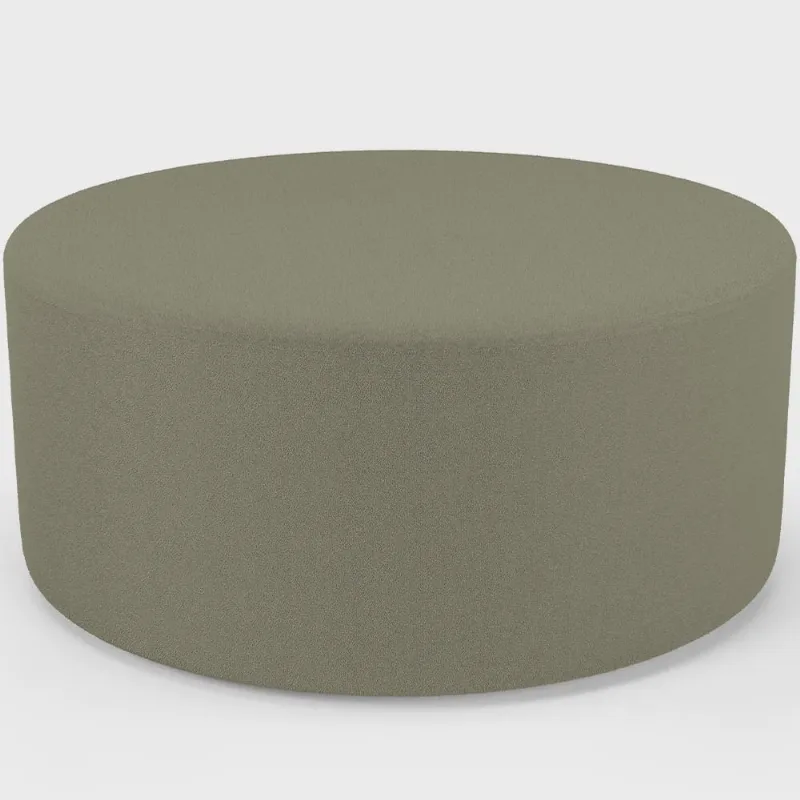 Puff Redondo Orgânico para Living 90cm Lola W01 Bouclê Oliva - Lyam Decor