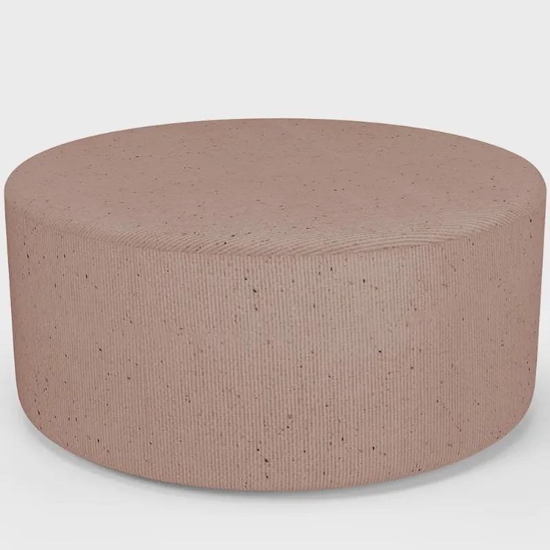 Puff Redondo Orgânico para Living 90cm Lola W01 Linho Rosê - Lyam Decor