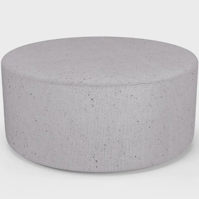 Puff Redondo Orgânico para Living 90cm Lola W01 Linho Cinza - Lyam Decor