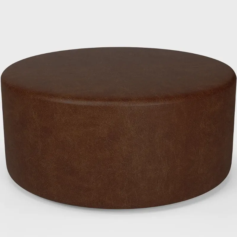 Puff Redondo Orgânico para Living 90cm Lola W01 Couríssimo Marrom - Lyam Decor