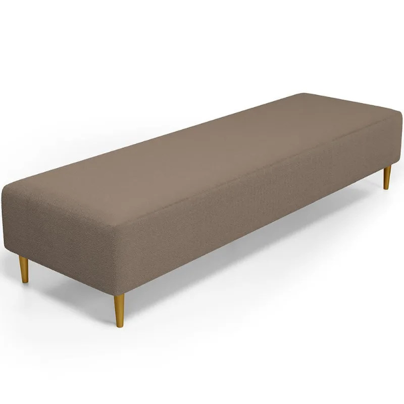 Puff Decorativo Sala de Estar Bali W01 Pés Palito 170x60cm Bouclê Bege - Lyam Decor - Lyam Decor