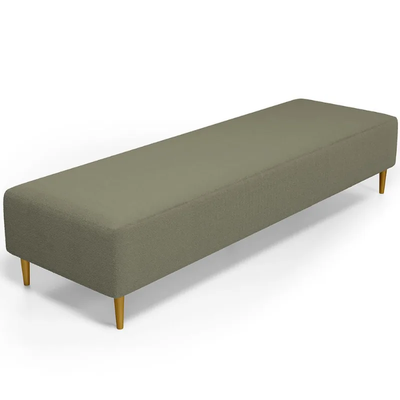 Puff Decorativo Sala de Estar Bali W01 Pés Palito 170x60cm Bouclê Oliva - Lyam Decor - Lyam Decor