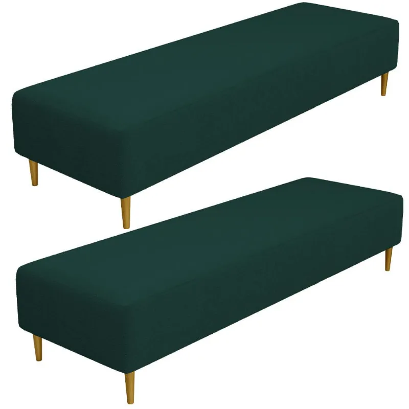 Kit 02 Puffs Decorativo Sala de Estar Bali W01 Pés Palito 170x60cm Bouclê Verde - Lyam Decor - Lyam Decor