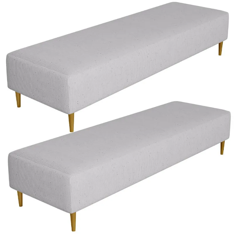 Kit 02 Puffs Decorativo Sala de Estar Bali W01 Pés Palito 170x60cm Linho Cinza - Lyam Decor - Lyam Decor