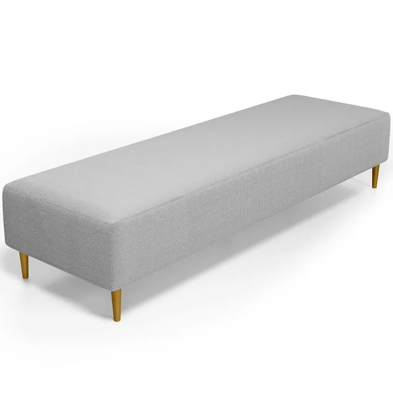 Puff Decorativo Sala de Estar Bali W01 Pés Palito 190x60cm Bouclê Cinza - Lyam Decor - Lyam Decor