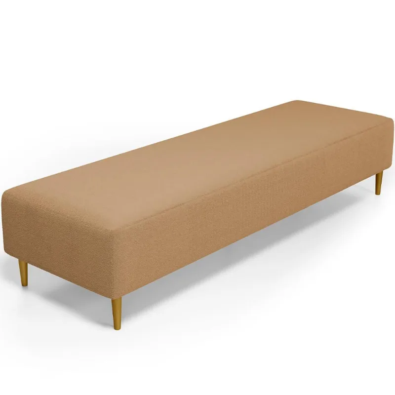 Puff Decorativo Sala de Estar Bali W01 Pés Palito 190x60cm Bouclê Mostarda - Lyam Decor - Lyam Decor