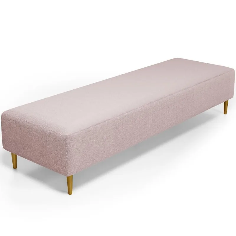 Kit 02 Puffs Decorativo Bali W01 Pés Palito 190x60cm Bouclê Rosê - Lyam Decor
