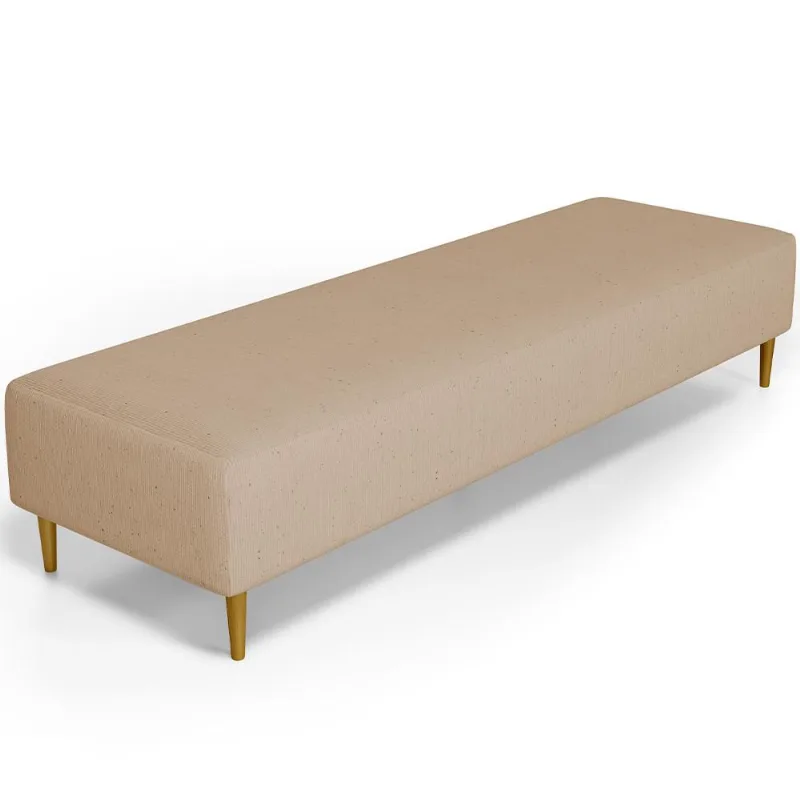 Puff Decorativo Sala de Estar Bali W01 Pés Palito 190x60cm Linho Bege Escuro - Lyam Decor - Lyam Decor