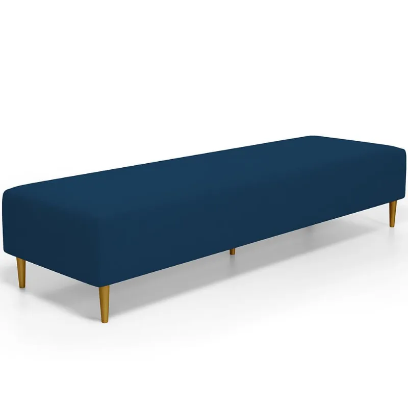 Puff Decorativo Sala de Estar Bali W01 Pés Palito 190x60cm Suede Azul Marinho - Lyam Decor - Lyam Decor