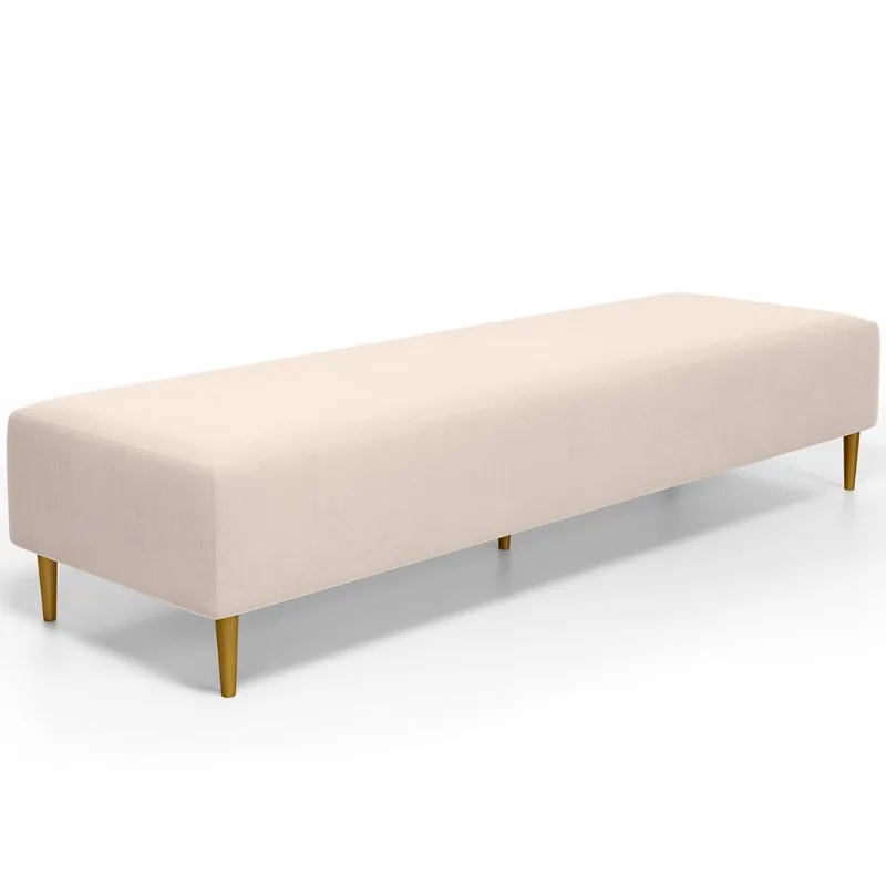 Puff Decorativo Sala de Estar Bali W01 Pés Palito 190x60cm Suede Bege - Lyam Decor - Lyam Decor