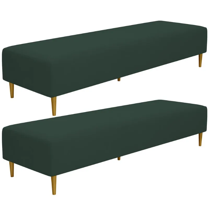 Kit 02 Puffs Decorativo Sala de Estar Bali W01 Pés Palito 190x60cm Suede Verde Musgo - Lyam Decor - Lyam Decor
