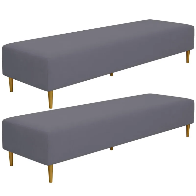 Kit 02 Puffs Decorativo Sala de Estar Bali W01 Pés Palito 210x60cm Suede Cinza - Lyam Decor - Lyam Decor