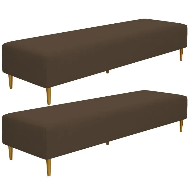 Kit 02 Puffs Decorativo Sala De Estar Bali W01 Pés Palito 210x60cm Suede Marrom - Lyam Decor