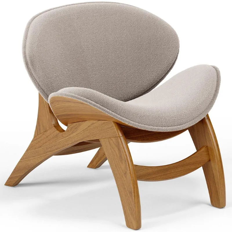 Poltrona Decorativa Orgânica Sala Living Kadosh L02 Bouclê Creme - Lyam Decor - Lyam Decor