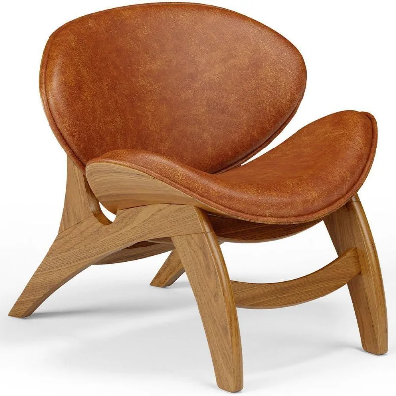 Poltrona Decorativa Orgânica Sala Living Kadosh L02 Couríssimo Camel