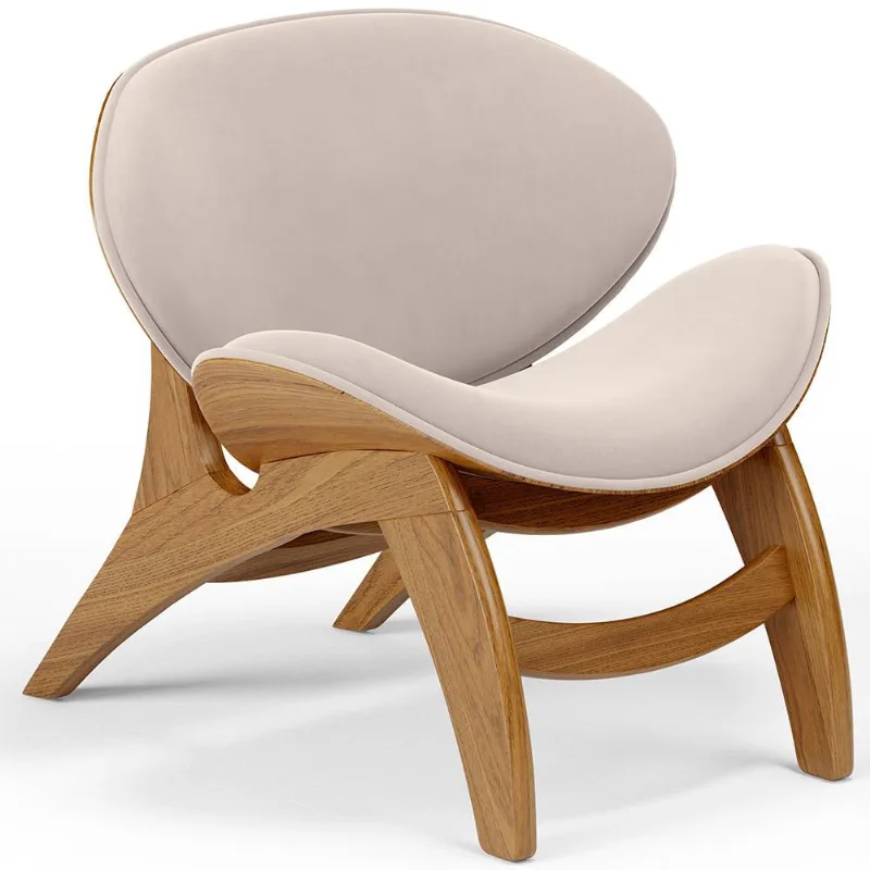 Poltrona Decorativa Orgânica Sala Living Kadosh L02 Suede Bege - Lyam Decor - Lyam Decor