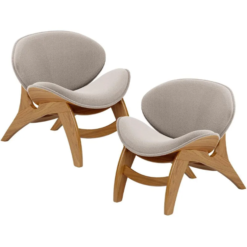 Kit 2 Poltronas Decorativa Orgânica Sala Living Kadosh L02 Bouclê Creme - Lyam Decor - Lyam Decor