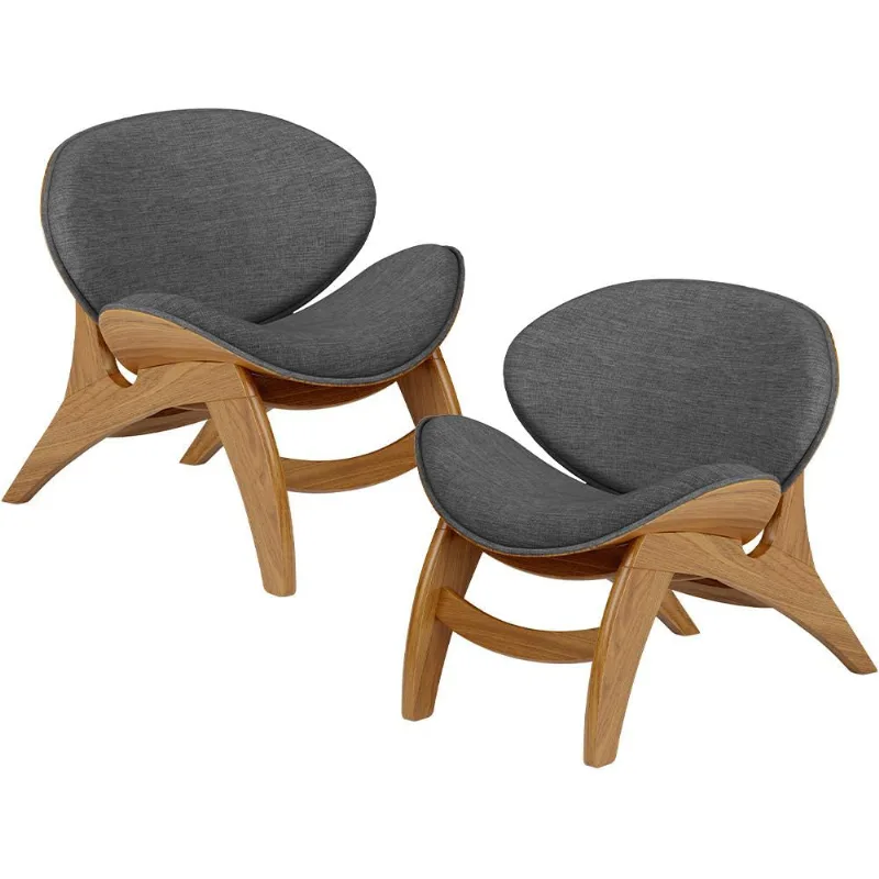 Kit 2 Poltronas Decorativa Orgânica Sala Living Kadosh L02 Linho Cinza Escuro - Lyam Decor - Lyam Decor