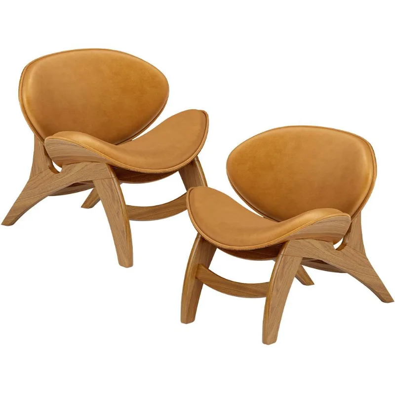 Kit 2 Poltronas Decorativa Orgânica Sala Living Kadosh L02 Couríssimo Whisky - Lyam Decor - Lyam Decor