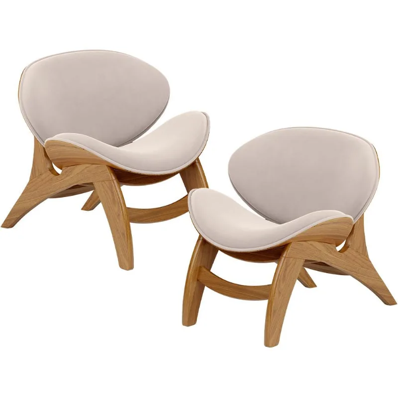 Kit 2 Poltronas Decorativa Orgânica Sala Living Kadosh L02 Suede Bege - Lyam Decor - Lyam Decor