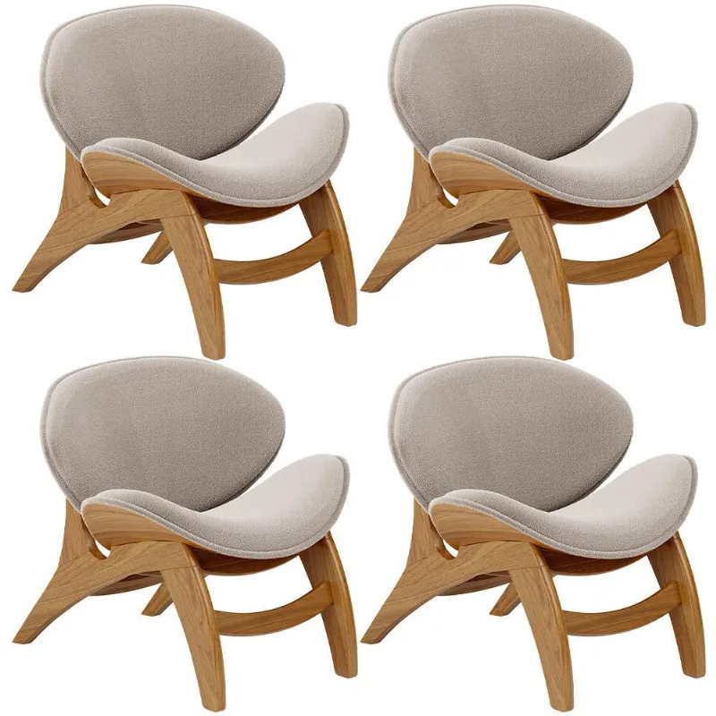 Kit 4 Poltronas Decorativa Orgânica Sala Living Kadosh L02 Bouclê Creme - Lyam Decor - Lyam Decor