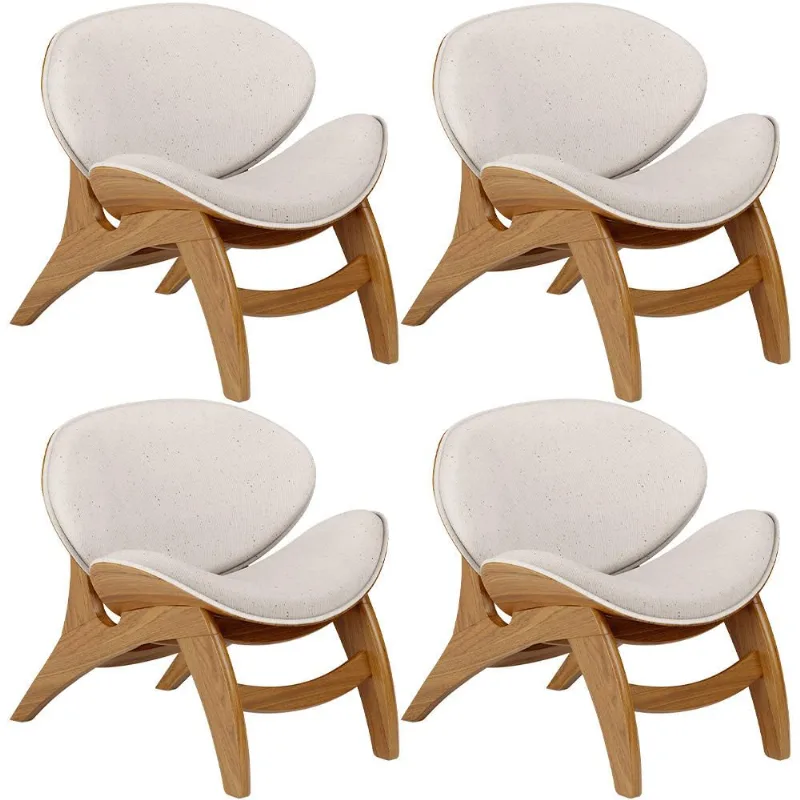 Kit 4 Poltronas Decorativa Orgânica Sala Living Kadosh L02 Linho Cru - Lyam Decor - Lyam Decor