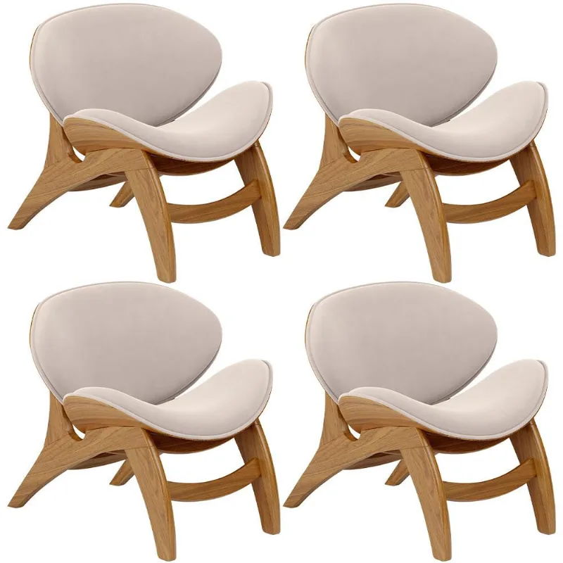 Kit 4 Poltronas Decorativa Orgânica Sala Living Kadosh L02 Suede Bege - Lyam Decor - Lyam Decor