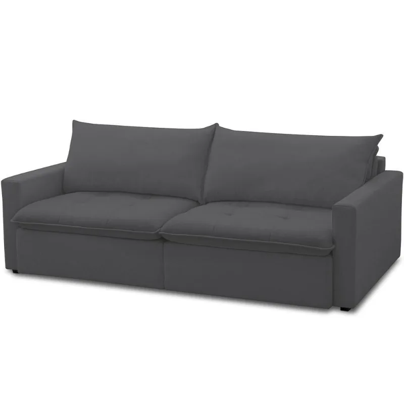 Sofá Cama Retrátil Reclinável 208cm Lari F04 Bouclê Grafite - Lyam Decor