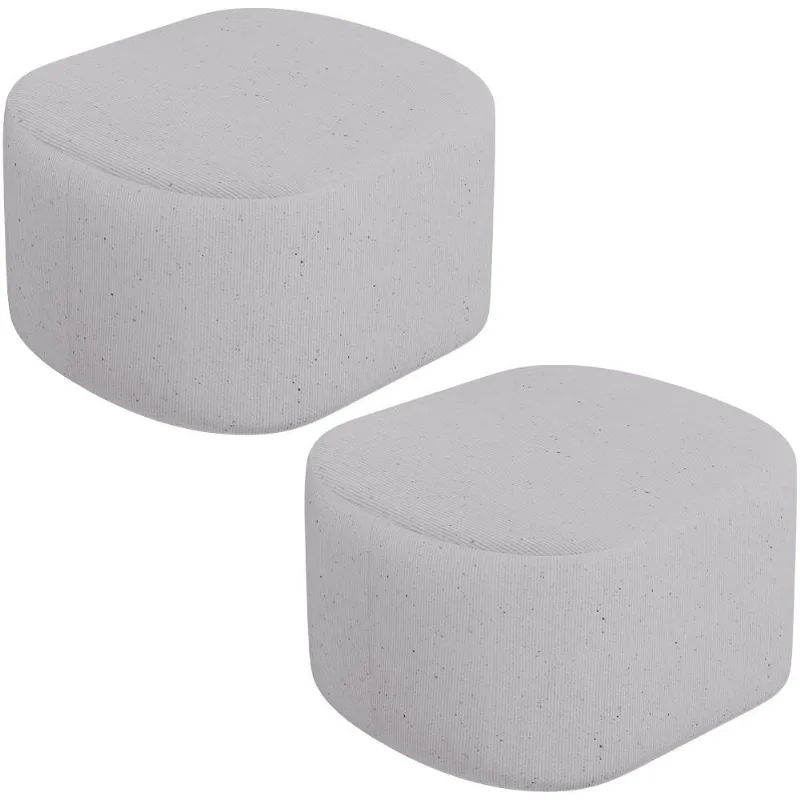 Kit 2 Puffs Decorativos Orgânico para Living Quarto 70cm Doha W01 Linho Cinza - Lyam Decor - Lyam Decor