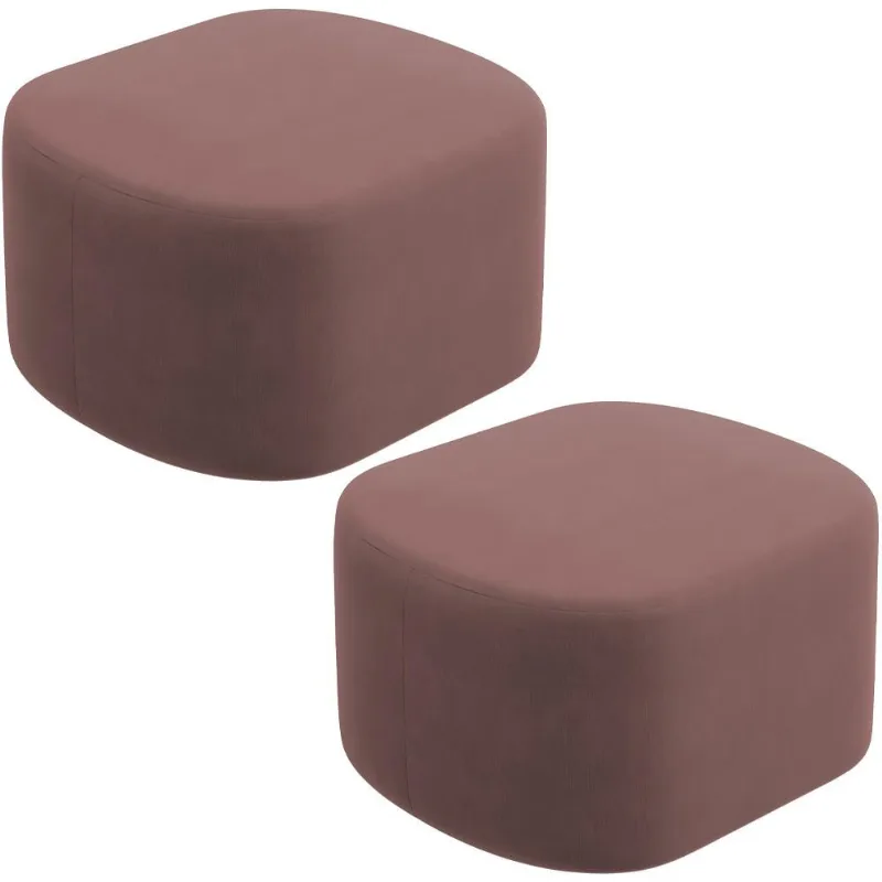 Kit 2 Puffs Decorativos Orgânico para Living Quarto 70cm Doha W01 Suede Rosê - Lyam Decor - Lyam Decor