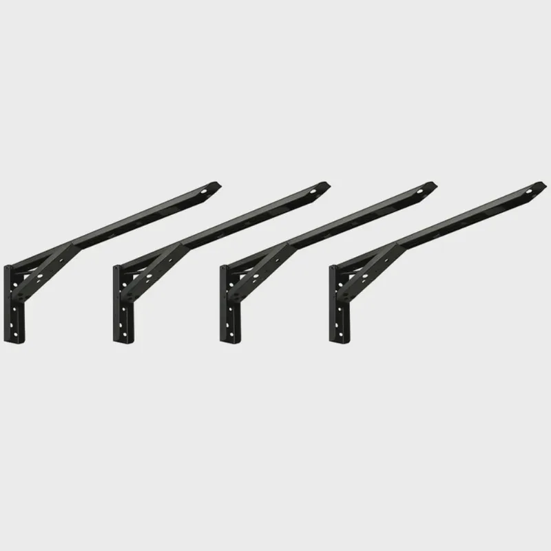 Kit 02 Pares Suporte Para Mesa Dobrável Retrátil 30 cm H02 Mão Francesa Preto - Lyam