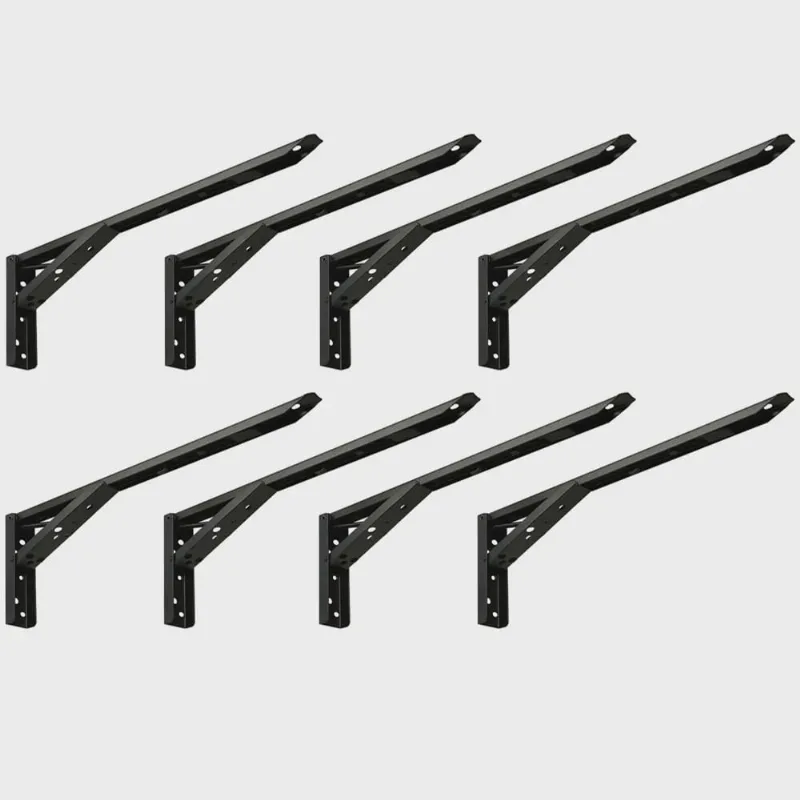 Kit 04 Pares Suporte Para Mesa Dobrável Retrátil 30 cm H02 Mão Francesa Preto - Lyam