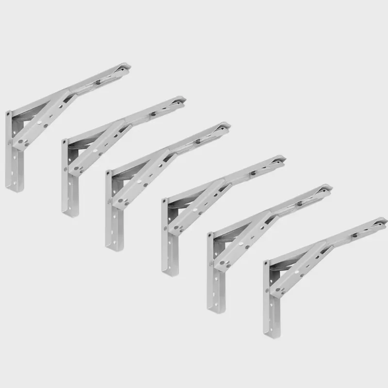 Kit 03 Pares Suporte Para Mesa Dobrável Retrátil 30 cm H02 Mão Francesa Branco - Lyam
