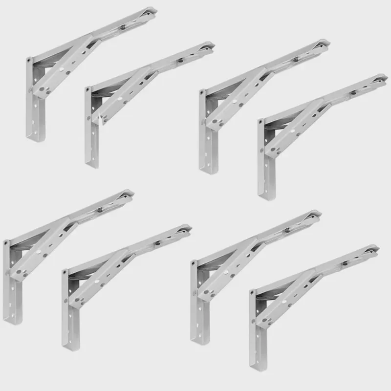 Kit 04 Pares Suporte Para Mesa Dobrável Retrátil 30 cm H02 Mão Francesa Branco - Lyam