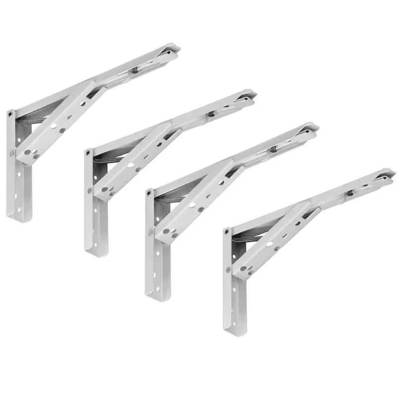 Kit 02 Pares Suporte Para Mesa Dobrável Retrátil 30 cm H02 Mão Francesa Branco - Lyam