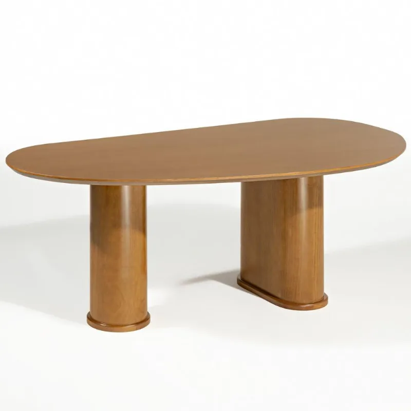 Mesa de Jantar 6 Lugares Orgânica Ourense 180x100 cm Madeira Maciça M04 Castanho - Lyam Decor - Lyam Decor