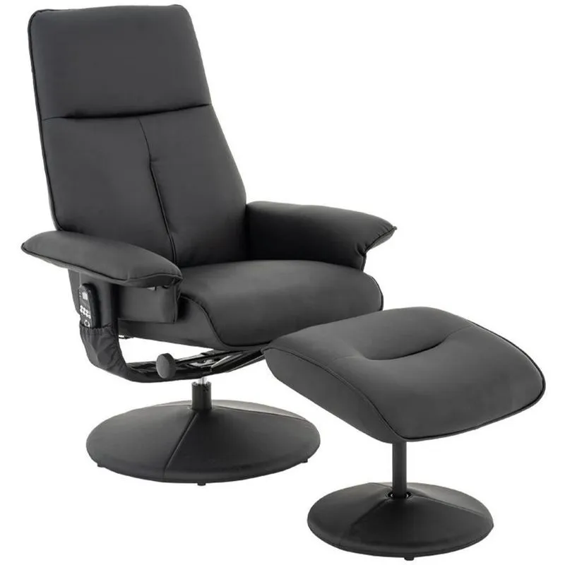 Poltrona De Massagem Reclinável Com Apoio Para Pés Holmes R01 Pu Preto - Lyam Decor