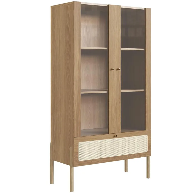 Cristaleira Para Sala de Jantar 2 Portas Pés Madeira Moss A03 Hanover Roble - Lyam Decor - Lyam Decor