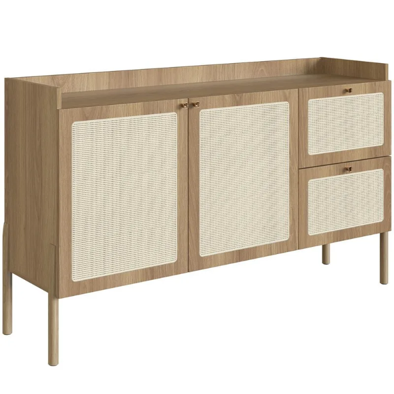 Aparador Buffet Para Sala de Jantar 139cm Pés Madeira Moss A03 Hanover Roble - Lyam Decor - Lyam Decor