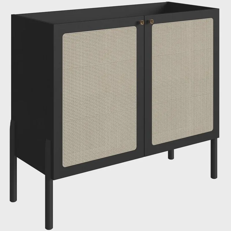 Balcão Aparador Cantinho do Café Pés Madeira Moss A03 Nero Preto - Lyam Decor