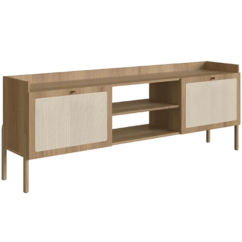 Rack Para Sala de Estar TV 65 Pol 183cm Pés Madeira Moss A03 Hanover Roble - Lyam Decor - Lyam Decor